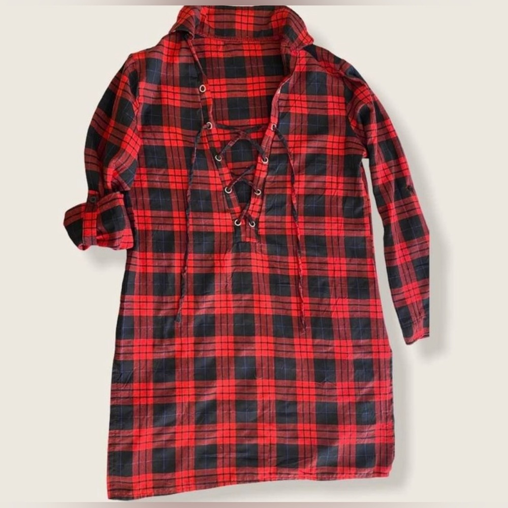Flannel Red Plaid Corset Dress